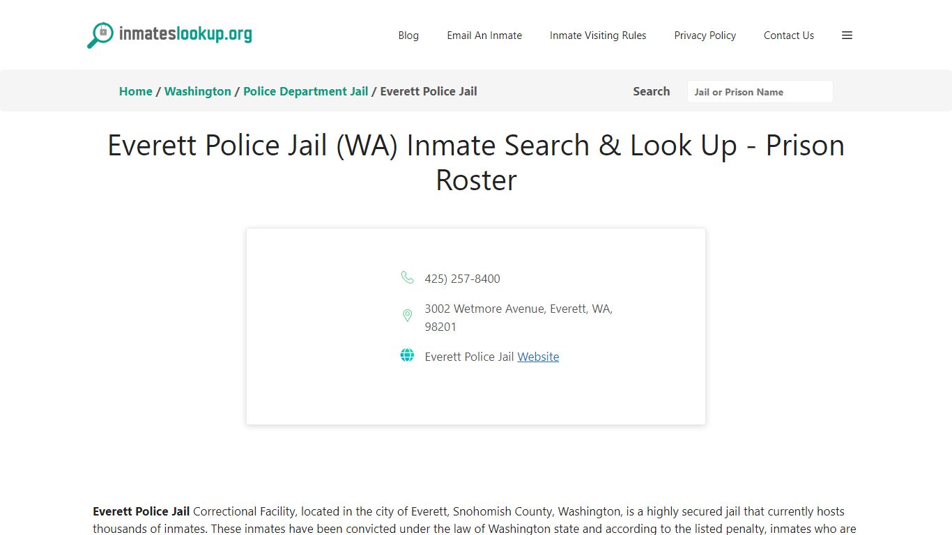Everett Police Jail (WA) Inmate Search & Look Up - Prison Roster