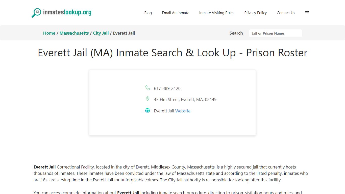 Everett Jail (MA) Inmate Search & Look Up - Prison Roster